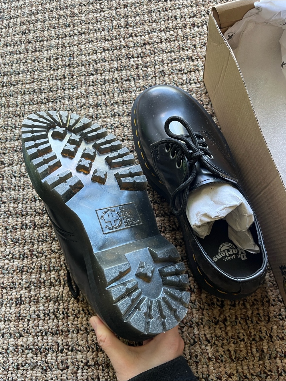 🤍 NIB Dr. Martens Black Smooth Leather Platform 1461 Oxford Shoes - Picture 4 of 9